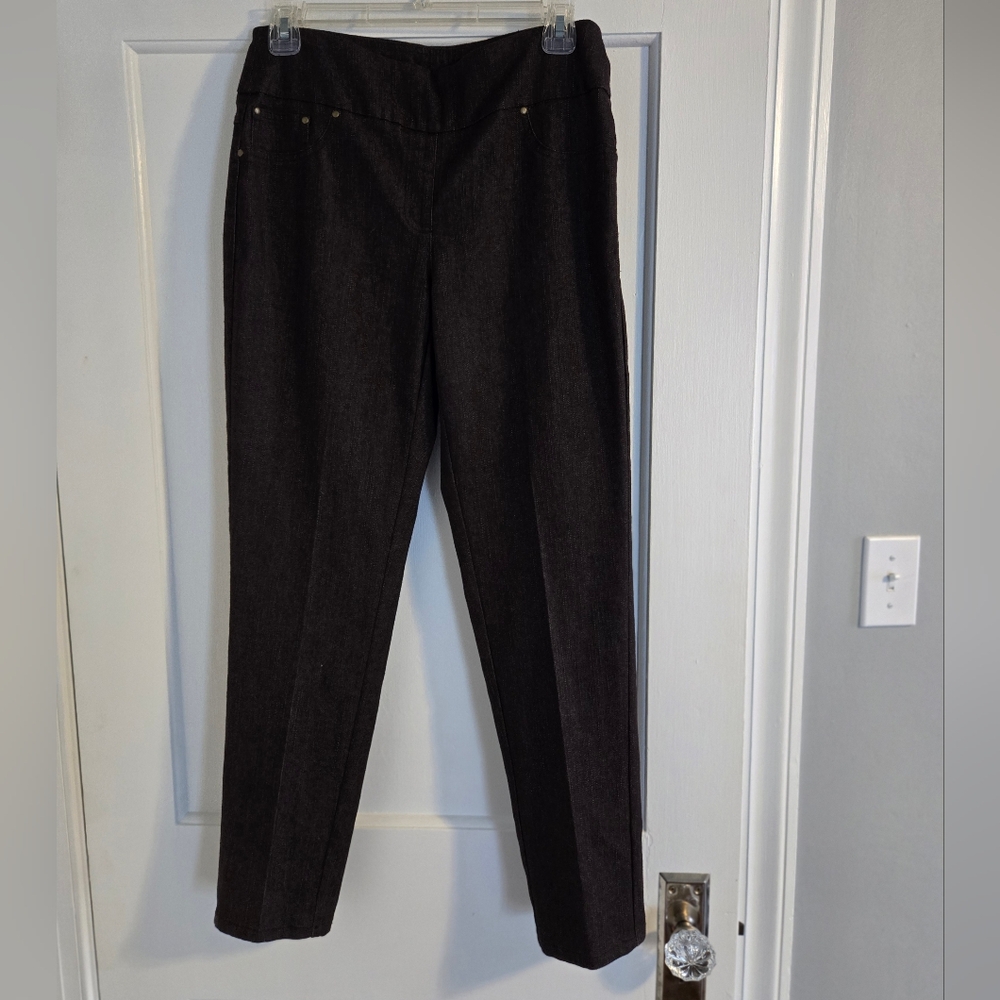 NWT Ruby Rd. Size 4P (Petite) Brown Pants. Denim Like Material.